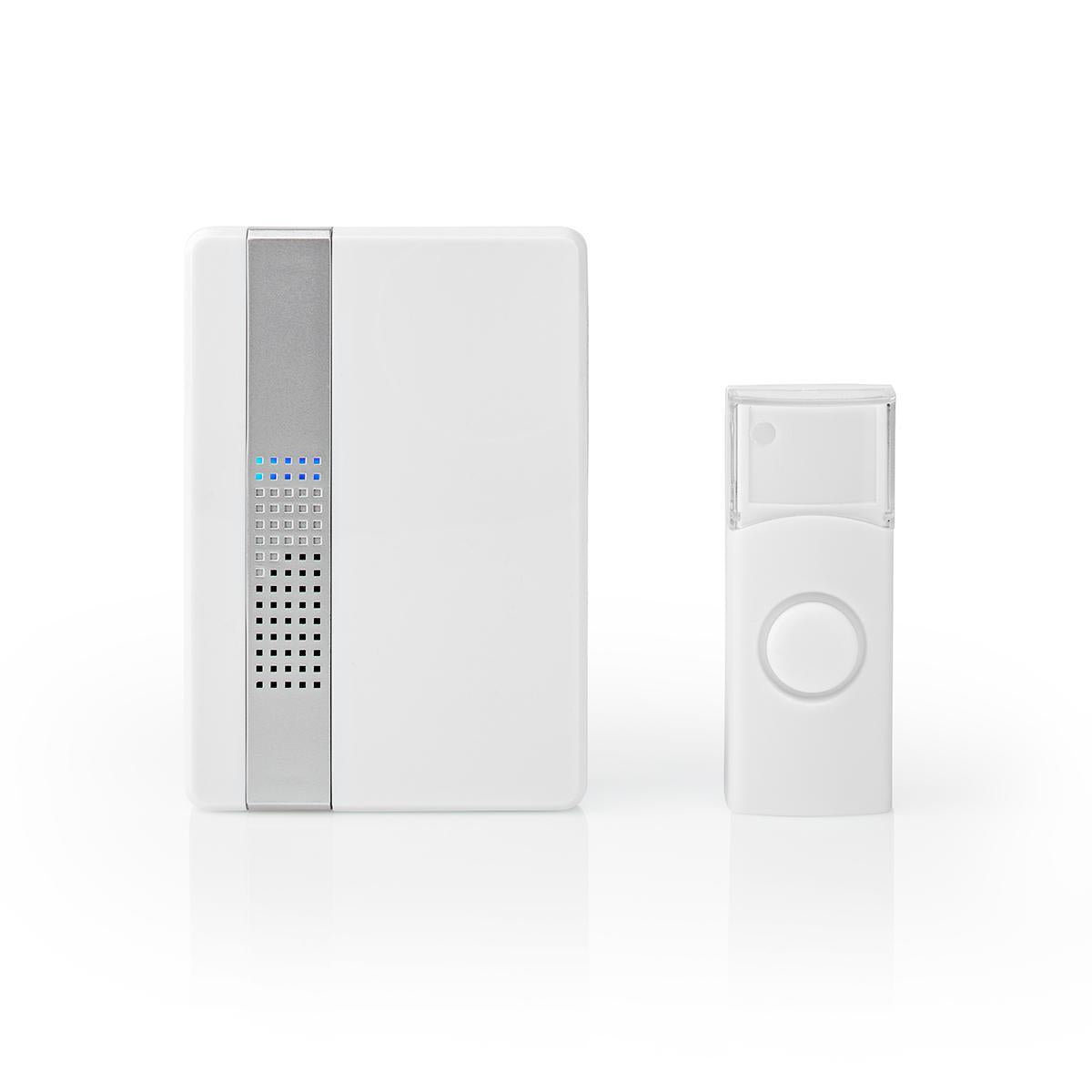 Wireless doorbell | Power adapter | 220 - 240 V AC 50 Hz | 1x CR2032 | Volume: 80 dB | Signal range: 300 m | IP44 | Adjustable volume | 36 Melodies | 1 Recipient | White