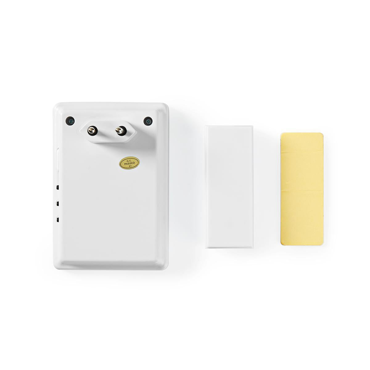 Wireless doorbell | Power adapter | 220 - 240 V AC 50 Hz | 1x CR2032 | Volume: 80 dB | Signal range: 300 m | IP44 | Adjustable volume | 36 Melodies | 1 Recipient | White