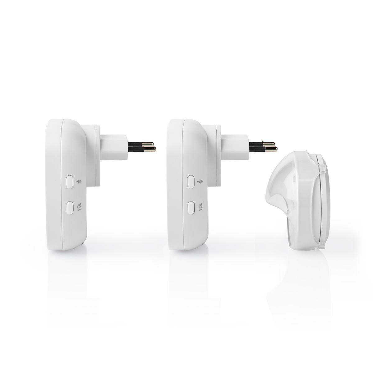 Wireless doorbell | Power adapter | 220 - 240 V AC 50 Hz | 1x CR2032 | Volume: 80 dB | Signal range: 300 m | IP44 | Adjustable volume | 36 Melodies | 2 Receiver | White
