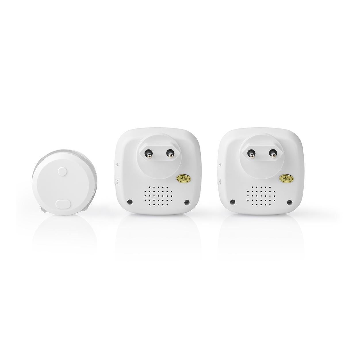 Wireless doorbell | Power adapter | 220 - 240 V AC 50 Hz | 1x CR2032 | Volume: 80 dB | Signal range: 300 m | IP44 | Adjustable volume | 36 Melodies | 2 Receiver | White