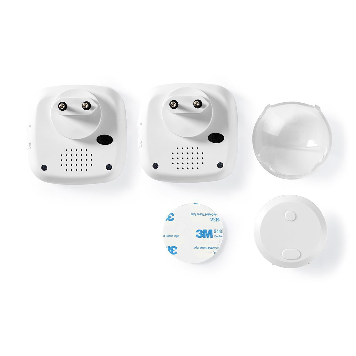 Wireless doorbell | Power adapter | 220 - 240 V AC 50 Hz | 1x CR2032 | Volume: 80 dB | Signal range: 300 m | IP44 | Adjustable volume | 36 Melodies | 2 Receiver | White