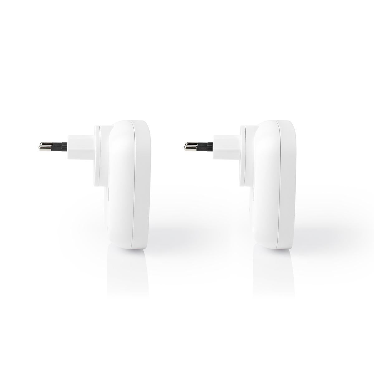 Wireless doorbell | Power adapter | 220 - 240 V AC 50 Hz | 1x CR2032 | Volume: 80 dB | Signal range: 300 m | IP44 | Adjustable volume | 36 Melodies | 2 Receiver | White