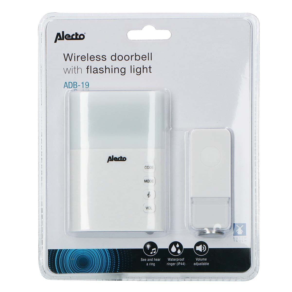Wireless doorbell with flashing light White
