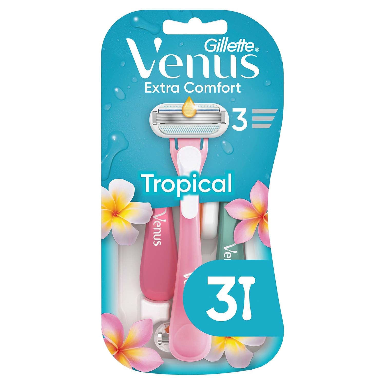 Women's Disposable Razors, 3 Blades, Tropical Scent, 3 Pack