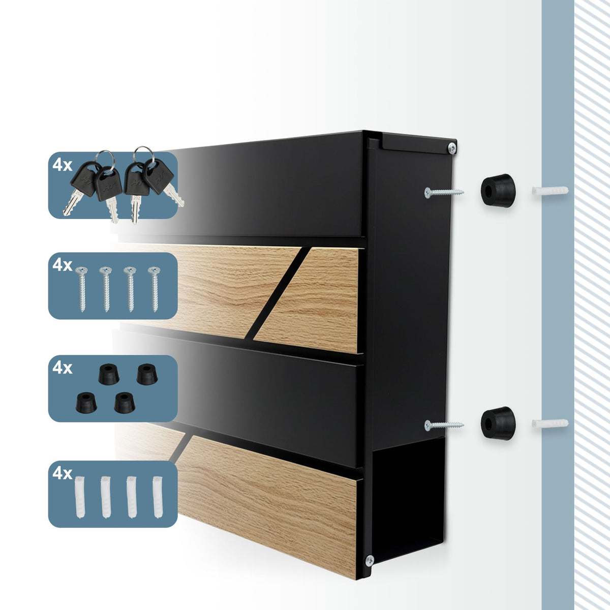Wood-Effect Outdoor Letterbox with Newspaper Holder