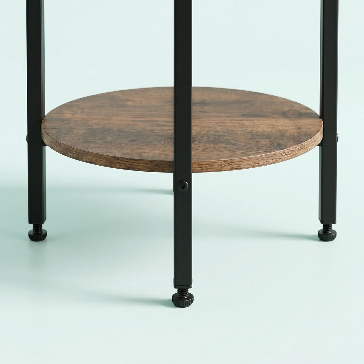Wood-Effect Side Table with 2 Shelves – Brown