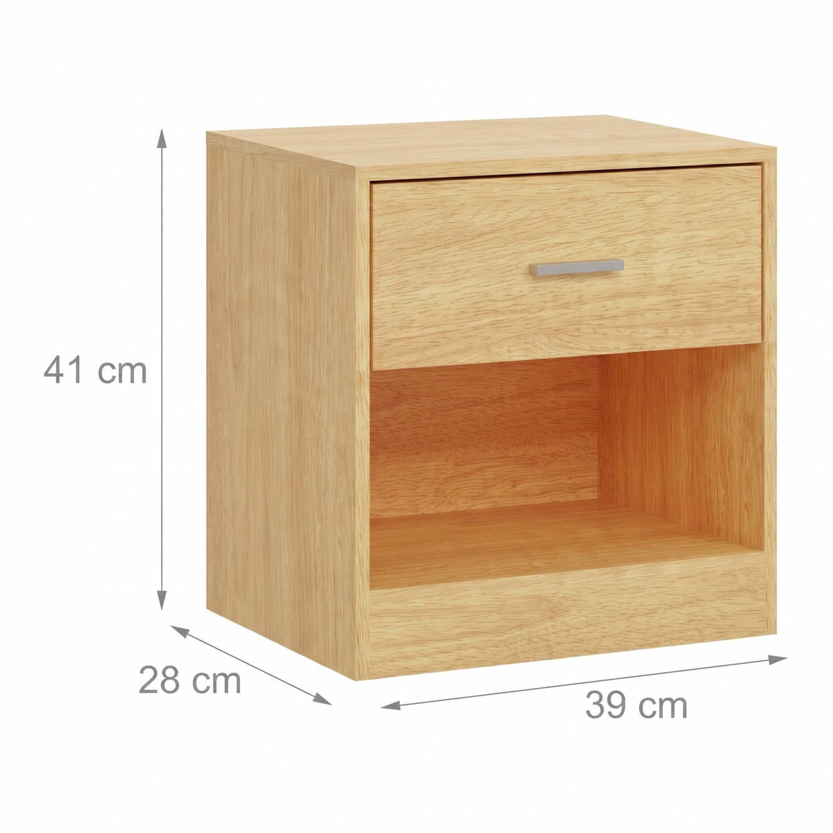 Wood-Look Bedside Table with Drawer, 2-Pack MDF