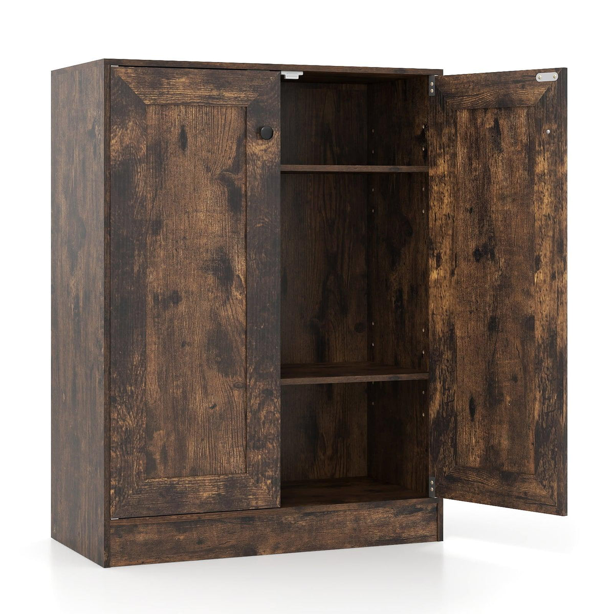 Wood Sideboard with Adjustable Shelves, Rustic Brown