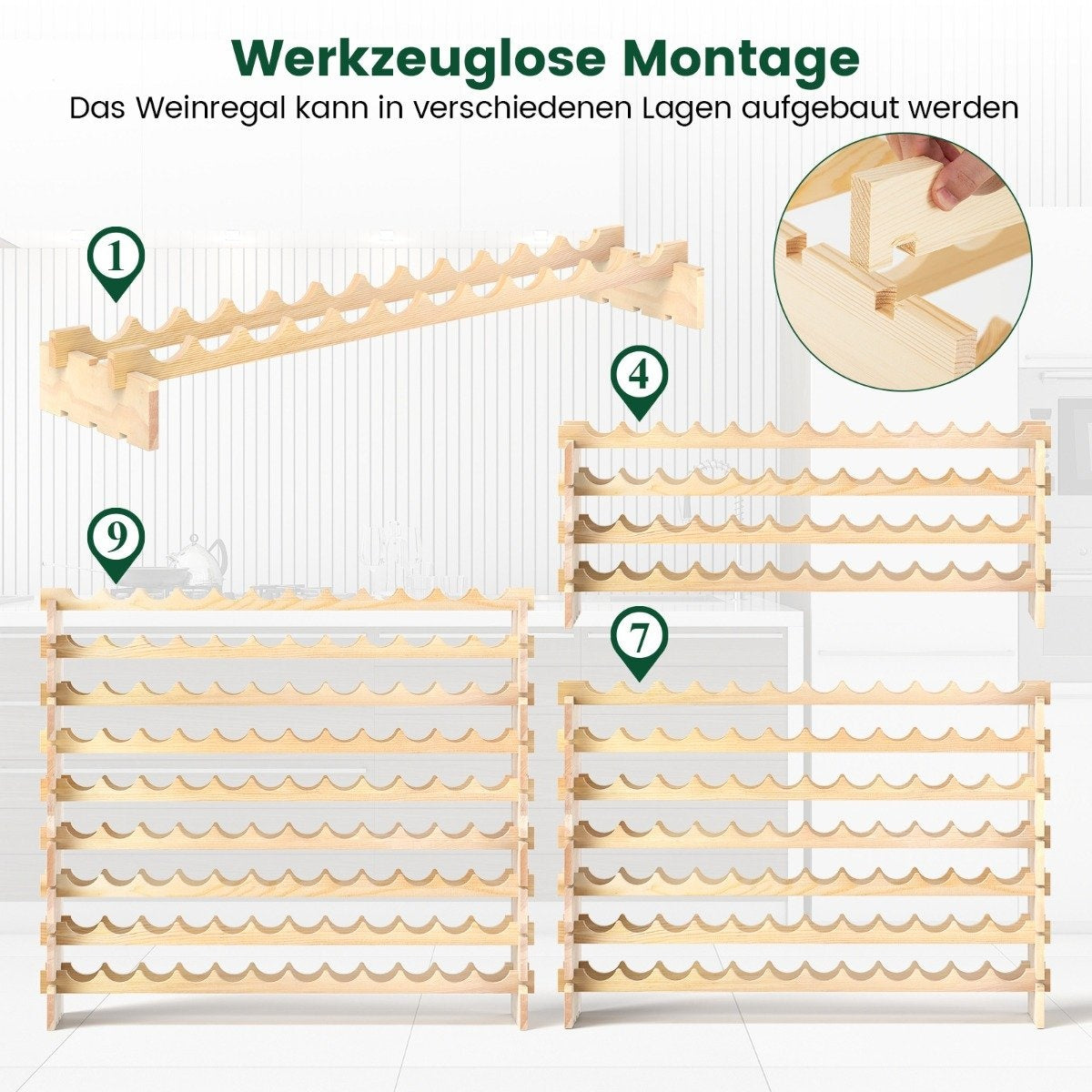Wood Wine Rack, Stackable, Holds 108 Bottles