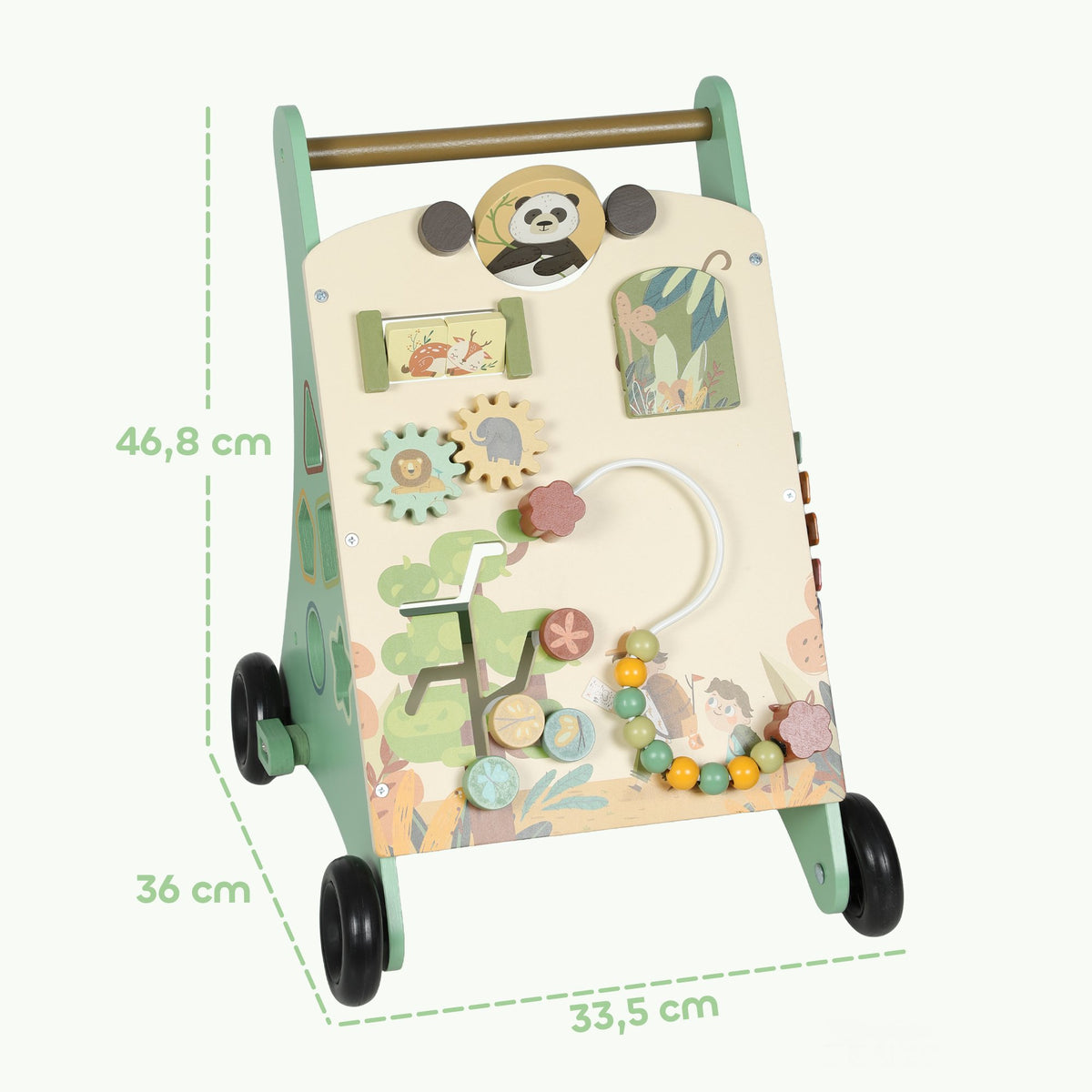 Wooden Baby Walker with Speed Control and Activity Center