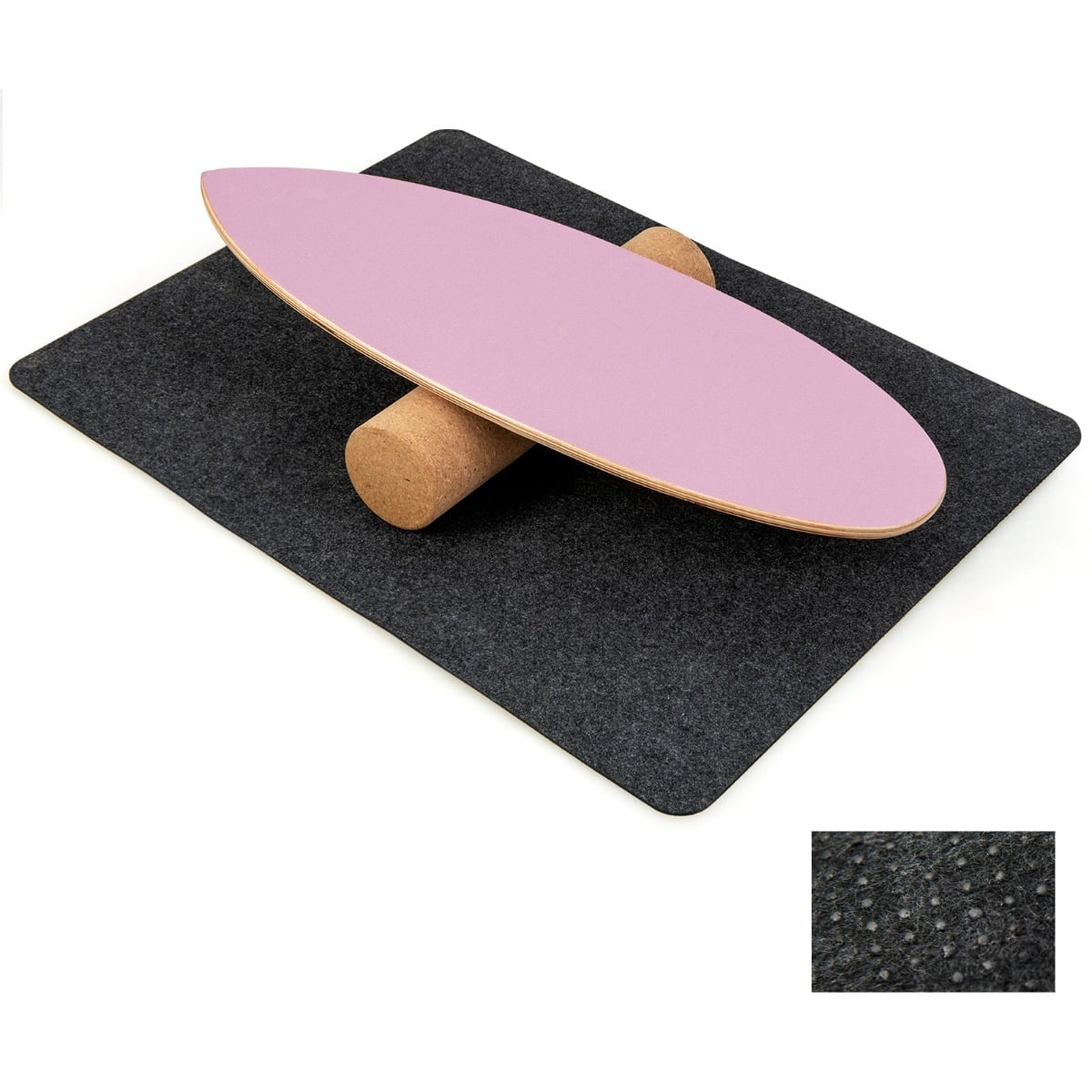 Wooden Balance Board Set with Cork Roller and Mat