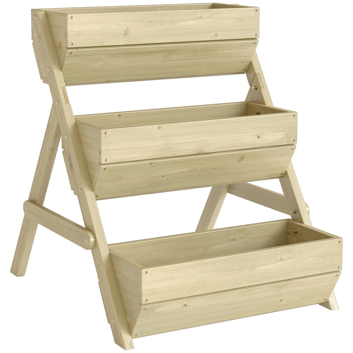 Wooden Balcony Herb Planter, 3-Tier, Drainage Holes