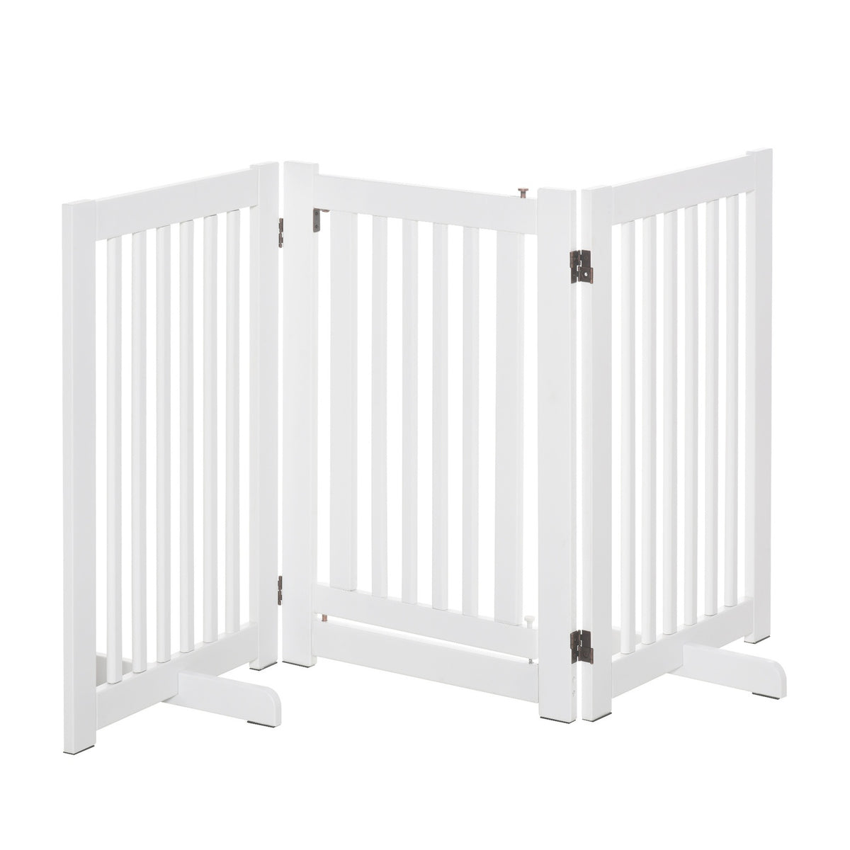 Wooden Barrier Gate Freestanding Protective Gate For Dogs, Adjustable, Foldable, White, 155X1.5X76 Cm