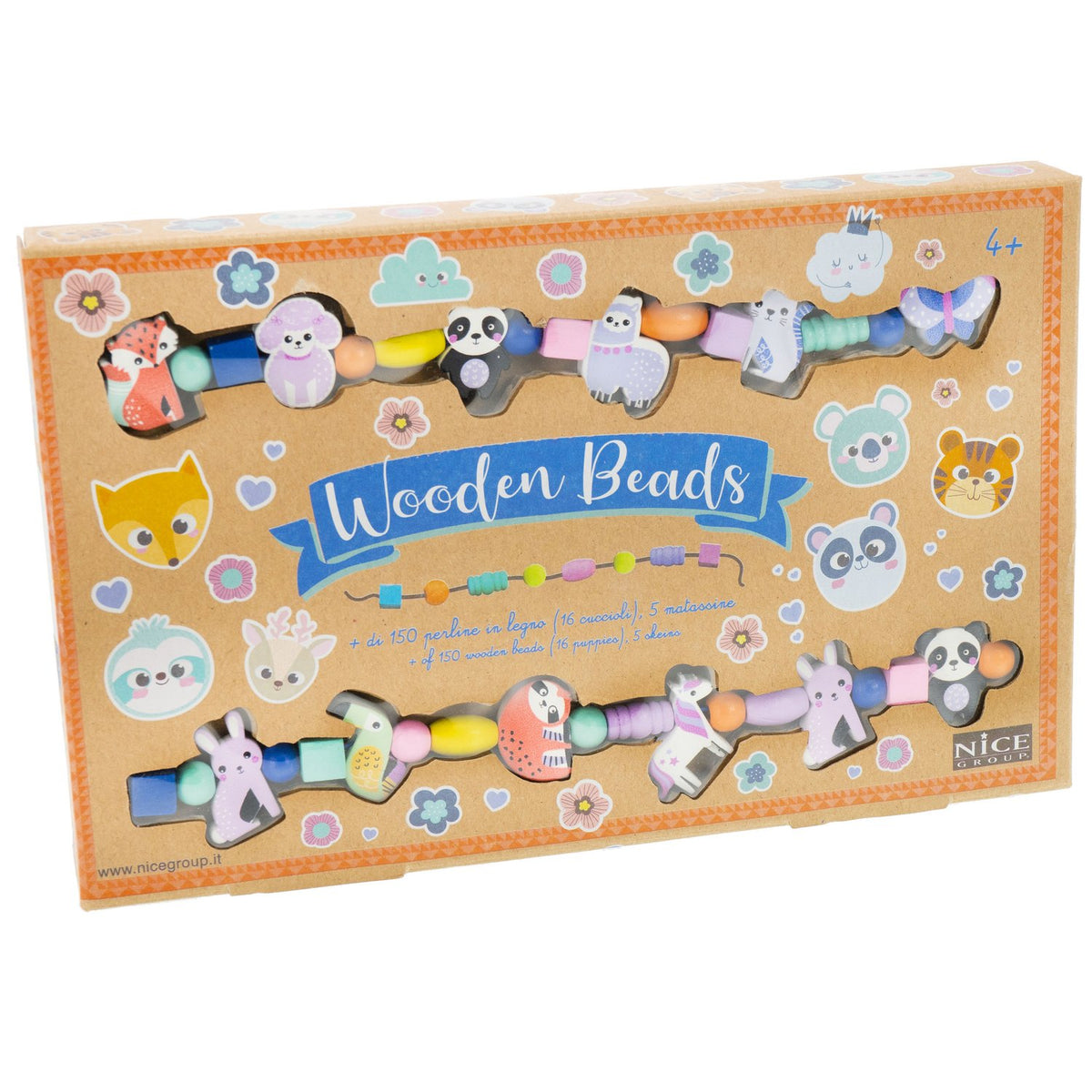 Wooden Beads Set for Kids, 150 Pcs, Animal Shapes
