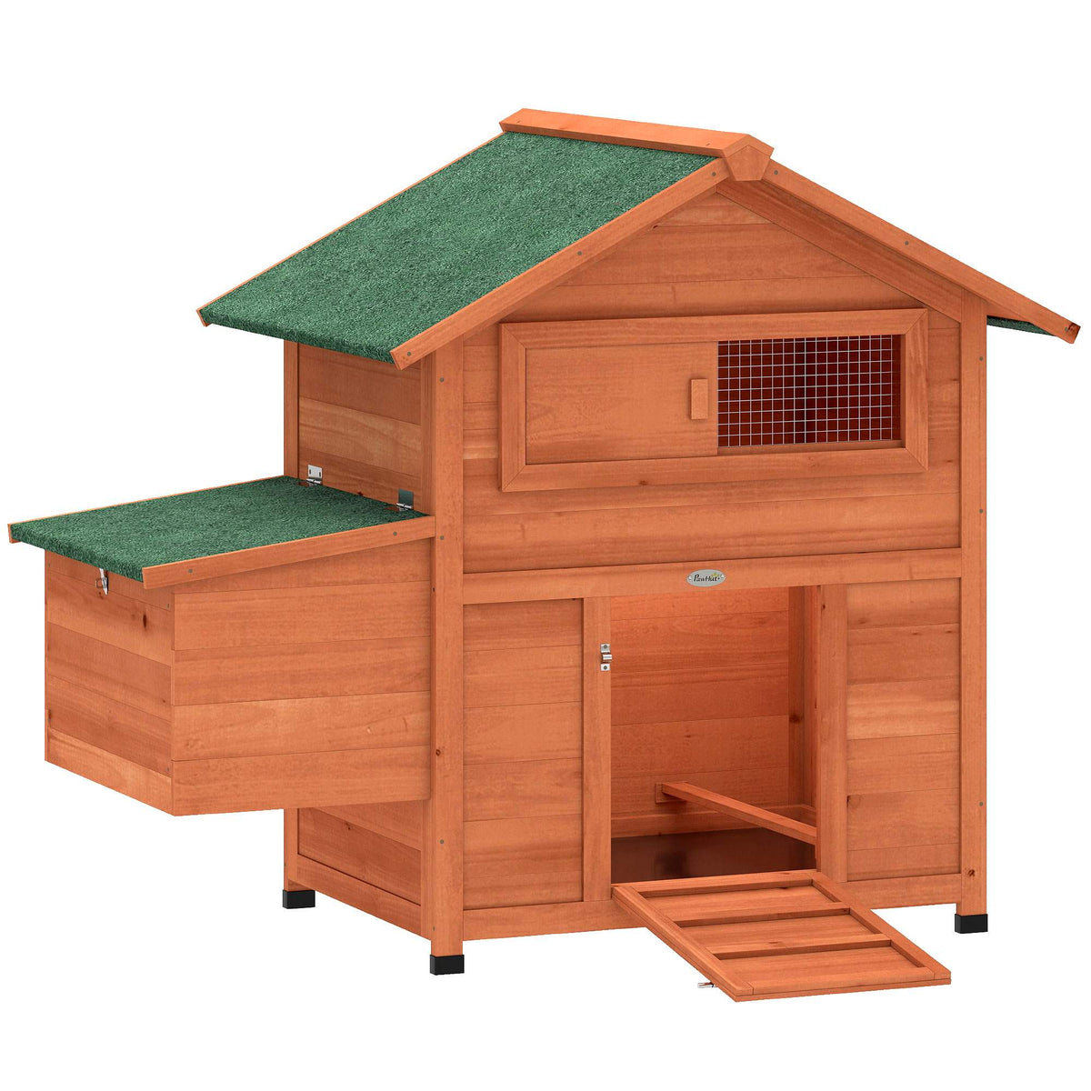 Wooden Chicken Coop with Nesting Box, Perches, Waterproof Roof