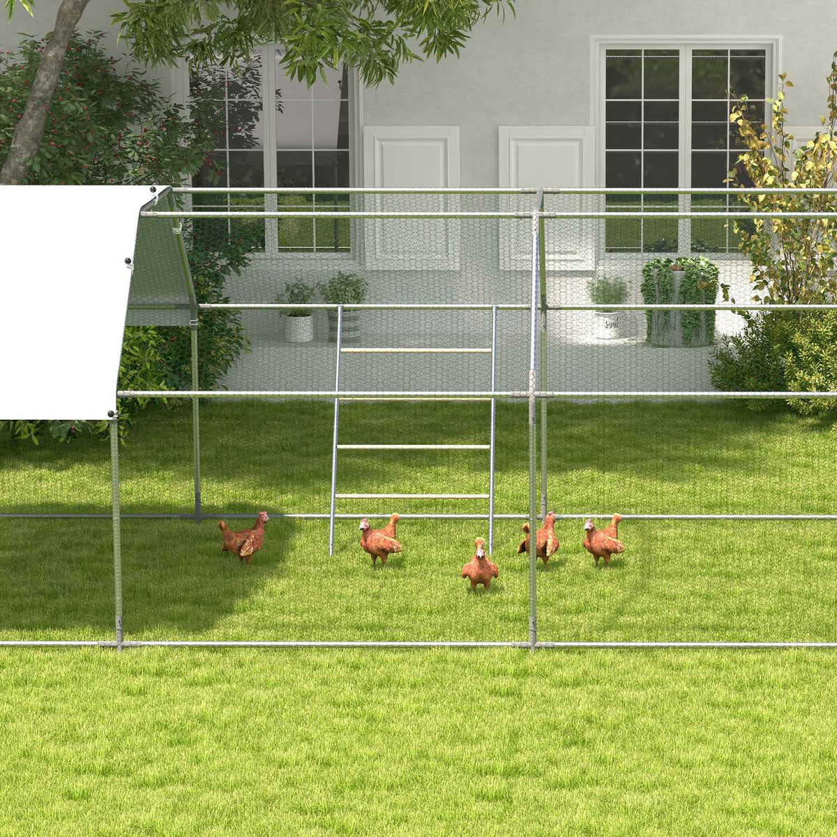 Wooden Chicken Sitting Ladder Playground for Chickens Chicken Climbing Frame for 4-6 Chickens 140 x 86 x 2.5 cm Natural Wood