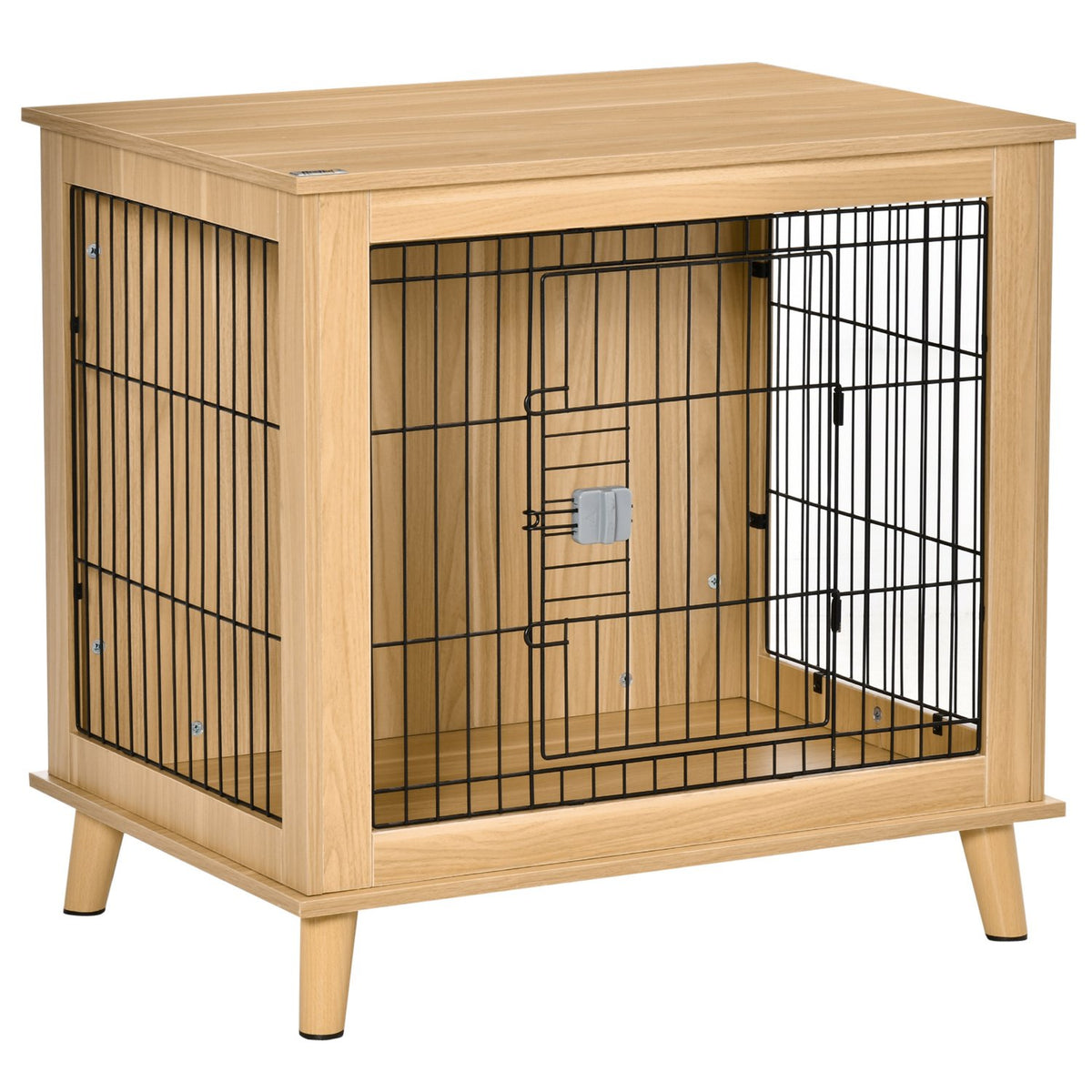 Wooden Dog Cage Transport Box With Table Top, Raised Design, Natural, 81X58.5X76 Cm