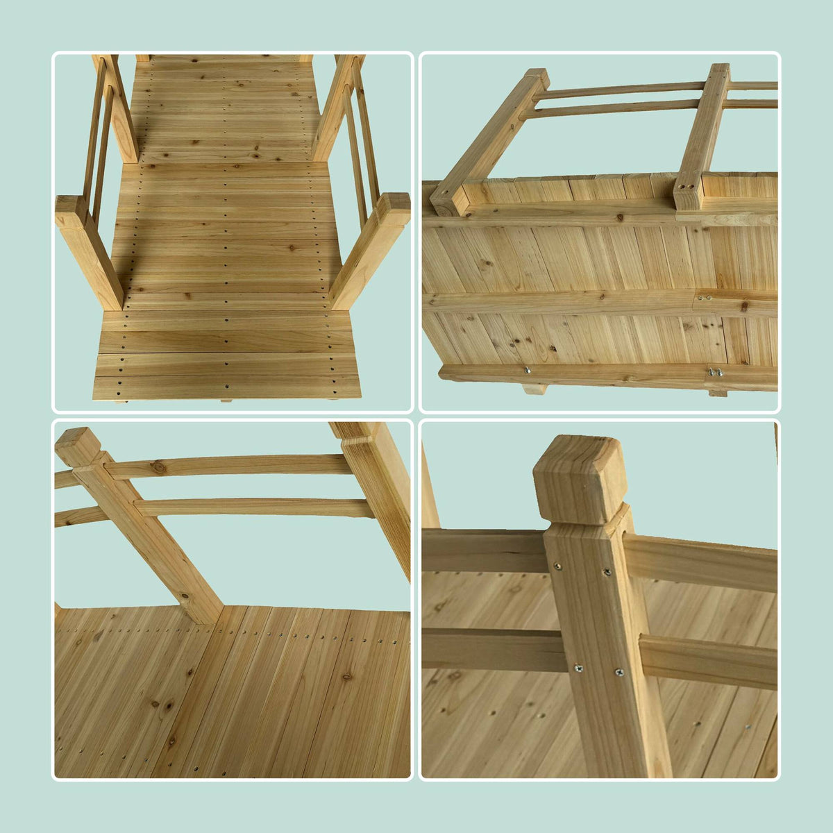 Wooden Garden Bridge – Arched Design, Weatherproof Fir