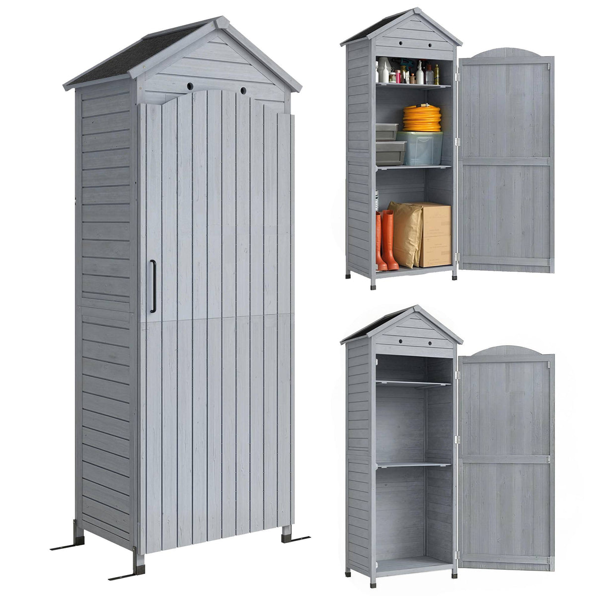 Wooden Garden Storage Shed with Adjustable Shelves, Ventilation