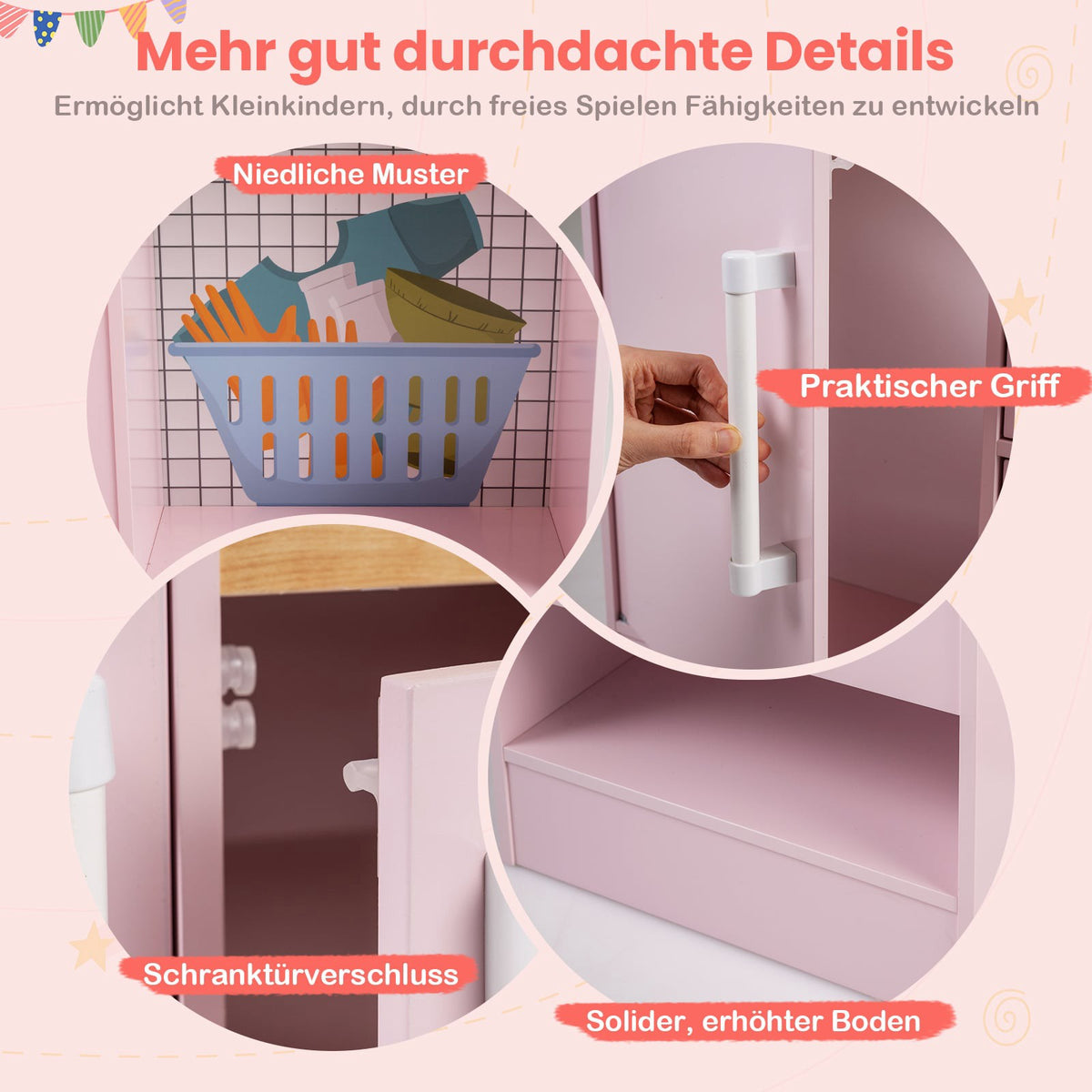Wooden Kids Play Kitchen Set with Lights & Sounds