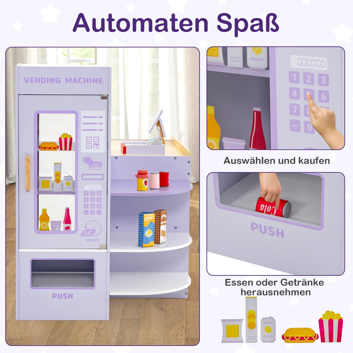 Wooden Kids Play Store with Side Counter, 89x57x80 cm