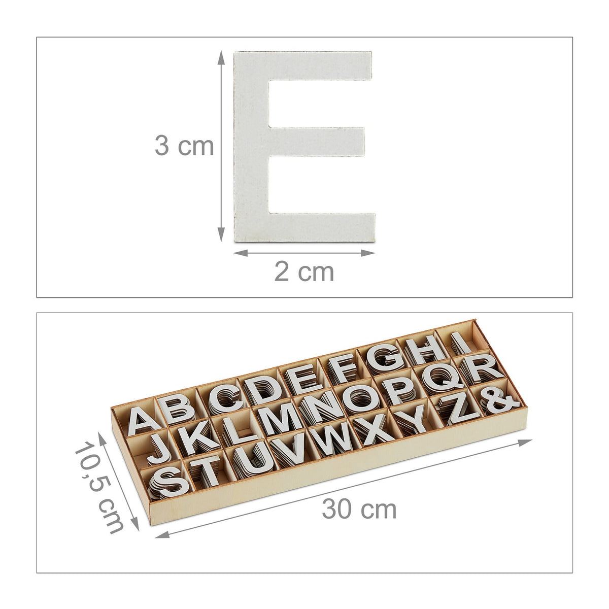 Wooden Letters Set, 324 Pcs – Grey, Crafting & DIY