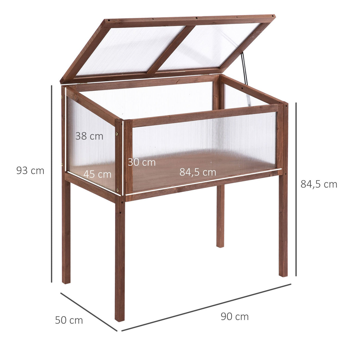 Wooden Raised Bed Cold Frame Growing Table Herb Bed Plant Box For Garden, Balcony And Terrace Brown Fir Wood Pc Board 90 X 50 X 93 Cm