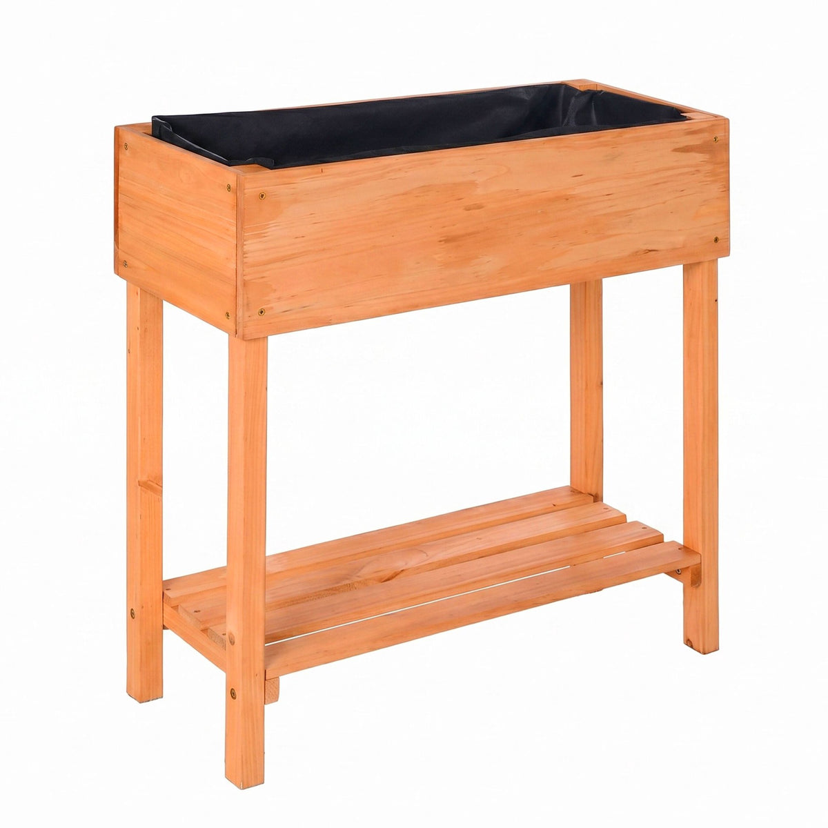 Wooden Raised Garden Bed with Shelf, 80x80x30 cm