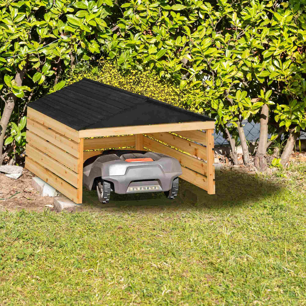 Wooden Robotic Lawn Mower Garage – Weather Protection