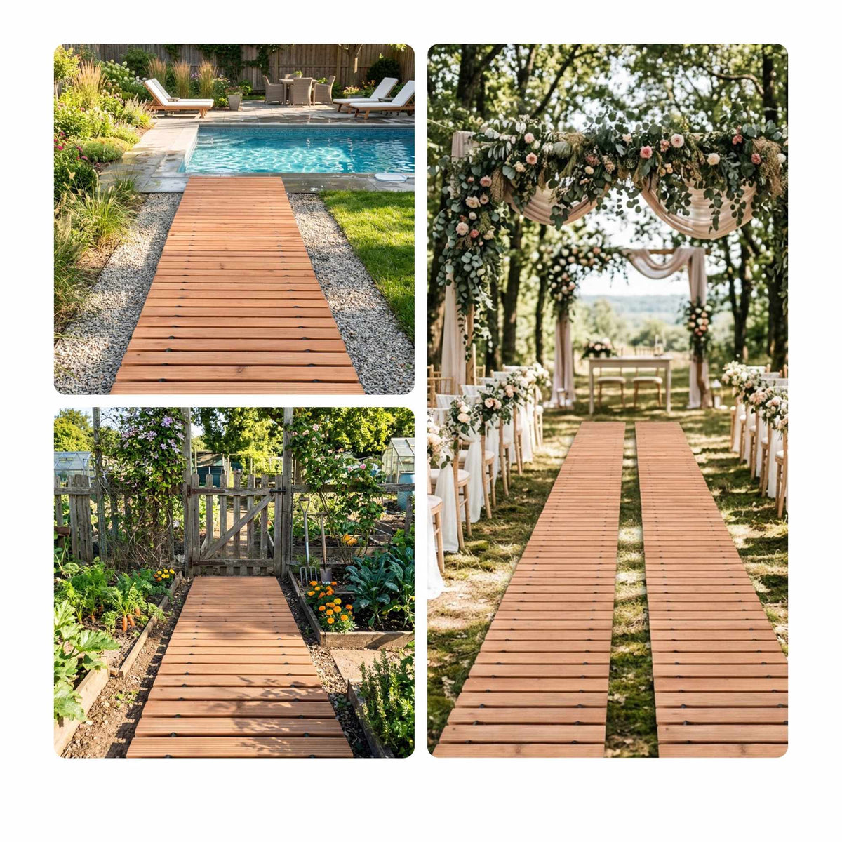 Wooden Roll-Up Garden Path, 245 cm, Light Brown