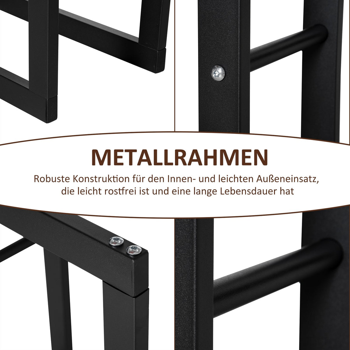 Wooden Shelf Vertical Wooden Stand 100kg Capacity Metal 60 × 25 × 150cm