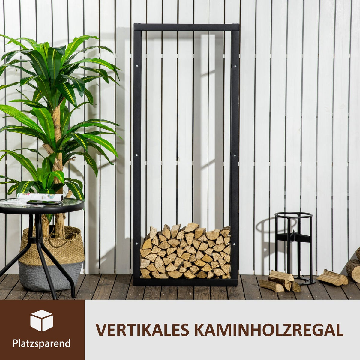 Wooden Shelf Vertical Wooden Stand 100kg Capacity Metal 60 × 25 × 150cm