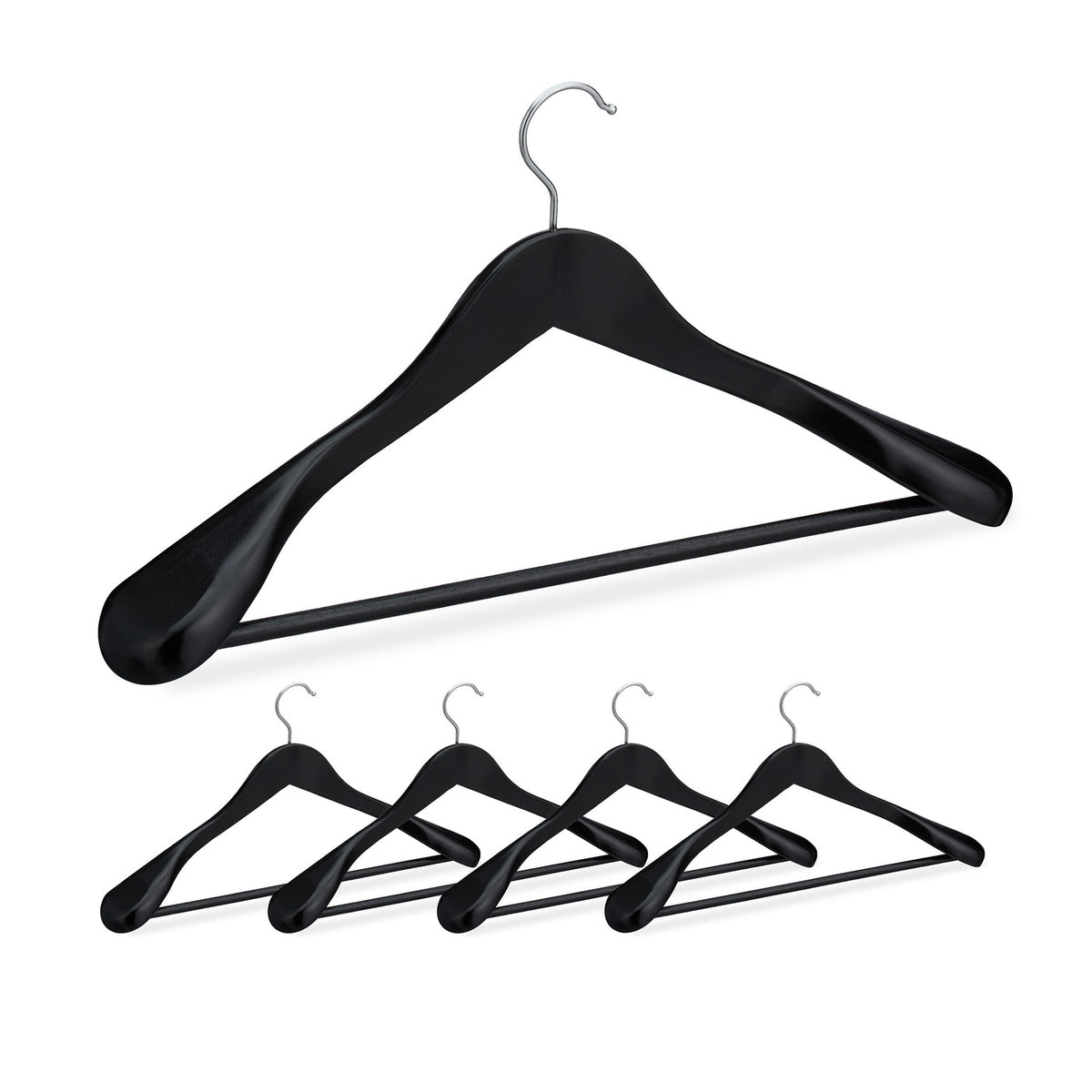 Wooden Suit Hangers, Set of 5, 360° Swivel Hooks