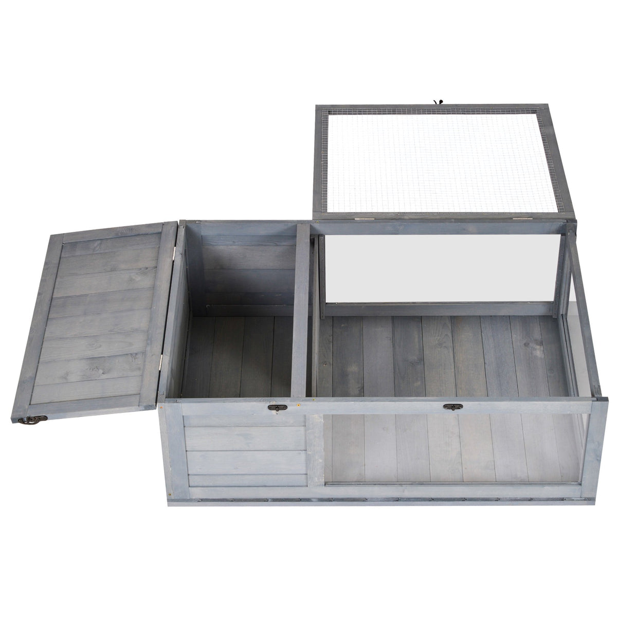 Wooden Tortoise House with Hinged Roof, 91x60.5x32 cm, Grey