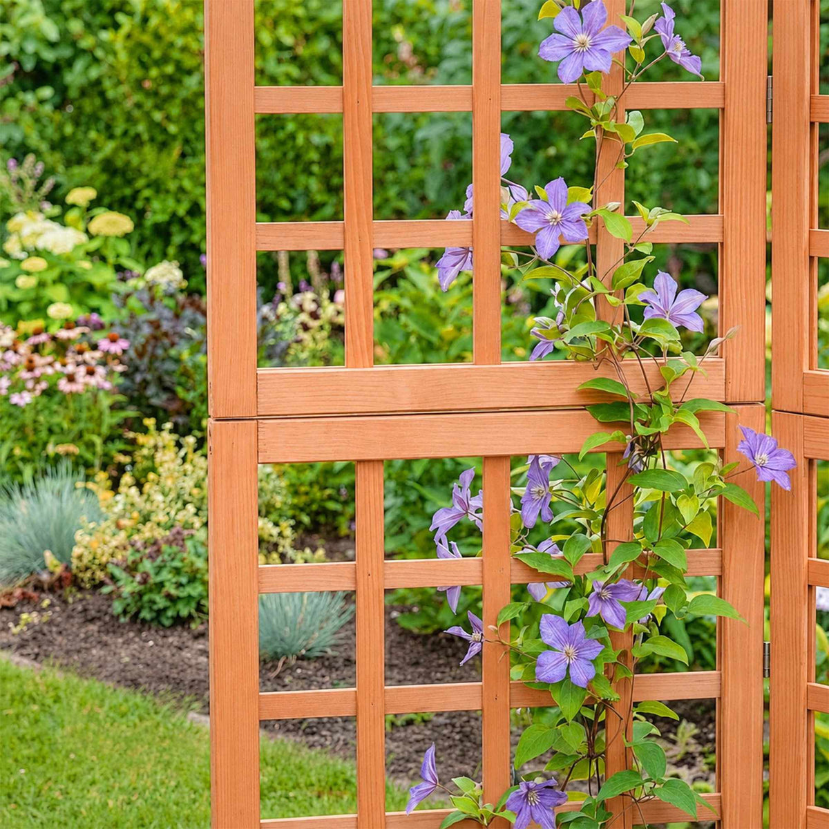 Wooden Trellis Screen, Medium, Brown Fir, 4 Panels