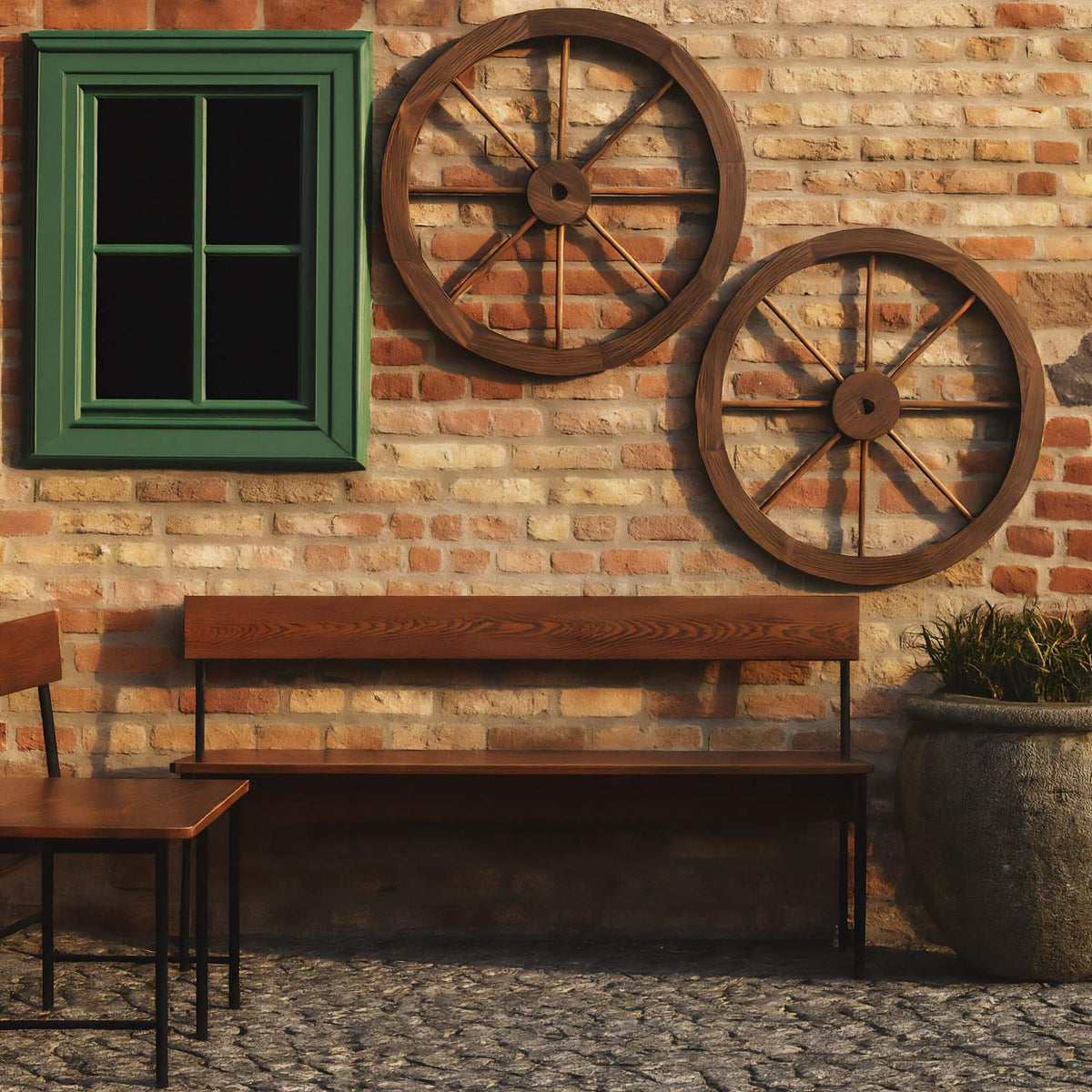 Wooden Wagon Wheels, 75 cm, Set of 2, Rustic Decor