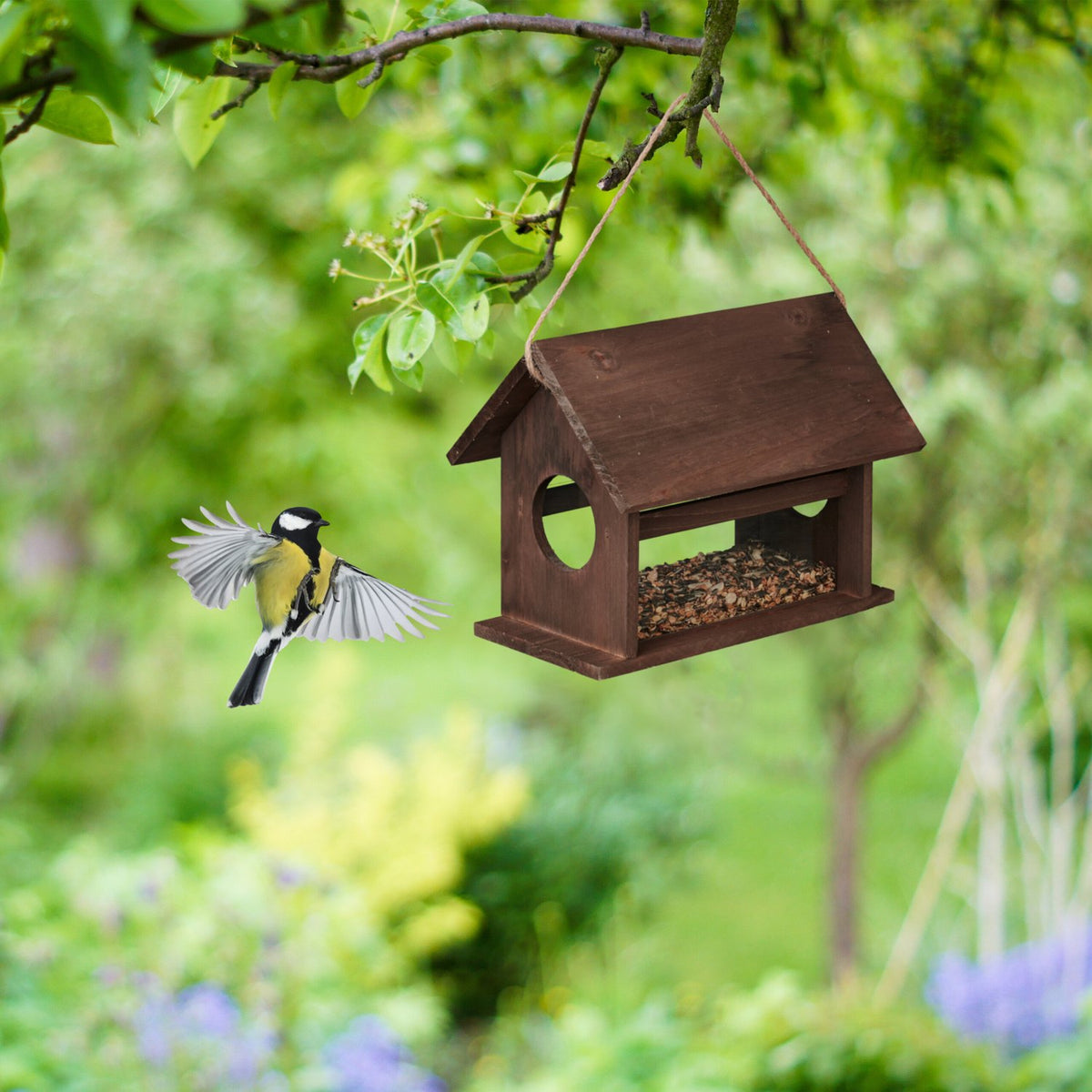 Wooden bird feeder