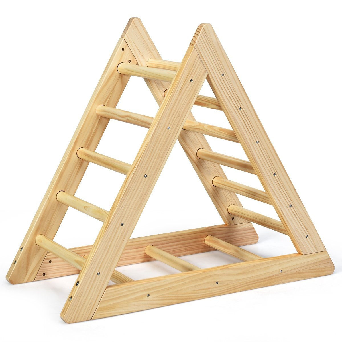 Wooden climbing triangle climbing frame for children aged 3 and over to develop motor skills made of natural pine 93x46x81cm