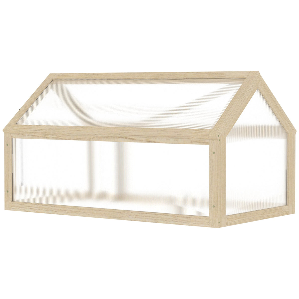 Wooden cold frame, mini greenhouse 90 x 52 x 49.5 cm, greenhouse with cover, translucent cold frame box, winterproof raised bed for garden, balcony, natural wood
