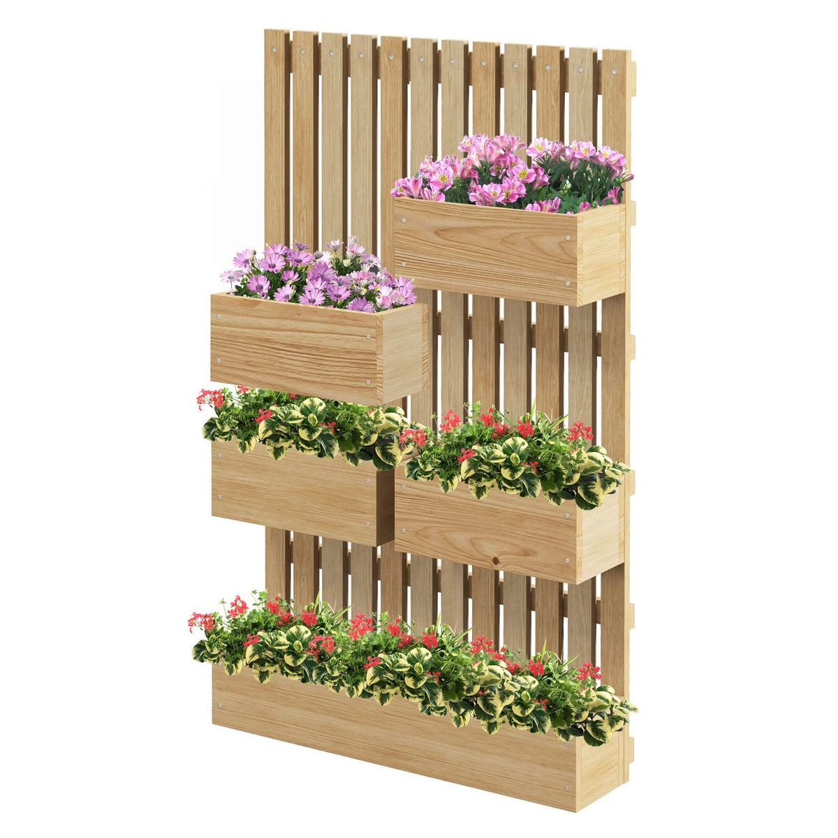 Wooden raised bed, adjustable plant bed with trellis, cold frame, garden bed, flower box, plant box, 60 x 16 x 100 cm for garden, balcony, garden trellis for flowers, climbing plants, vegetables, herbs