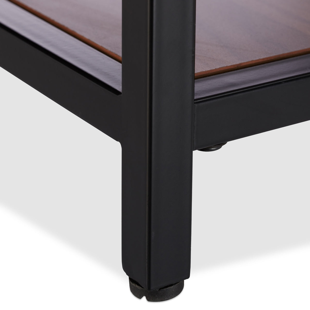 Wooden side table with metal base