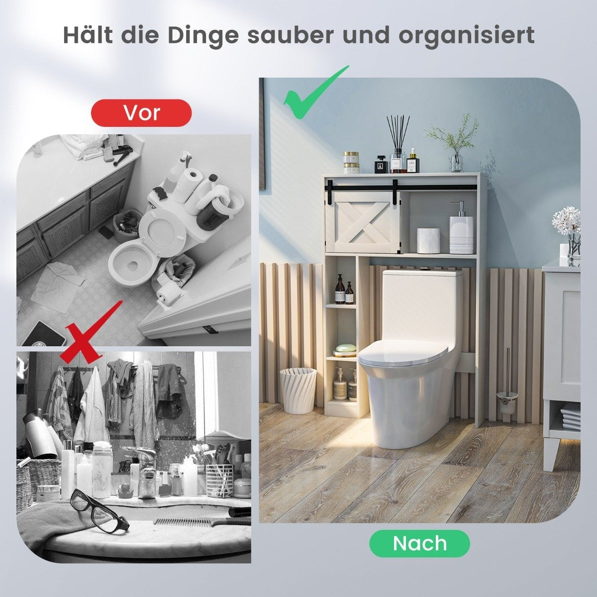 Wooden toilet cabinet toilet shelf with sliding door 84 x 17 x 128 cm white