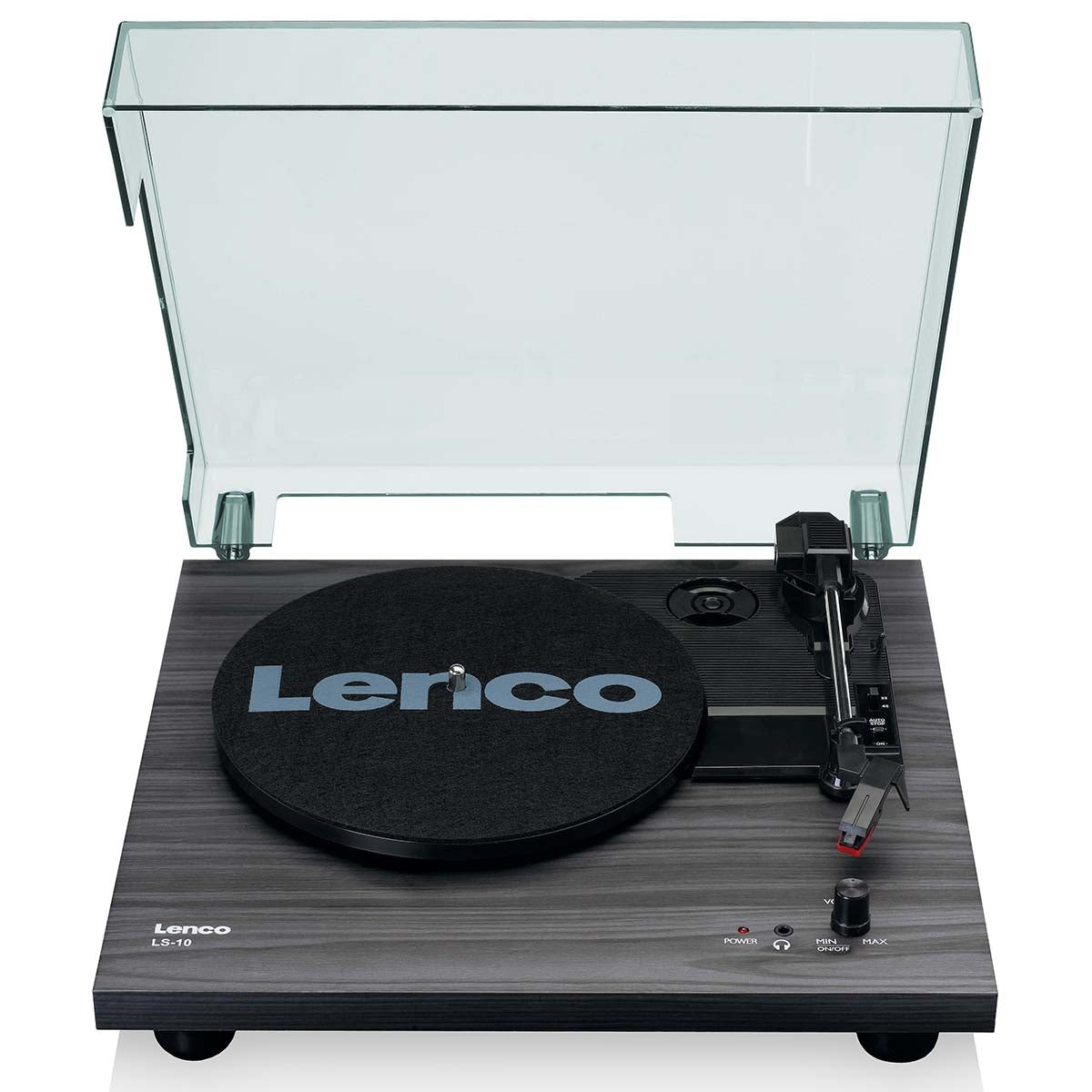 Wood turntable with built-in speakers black