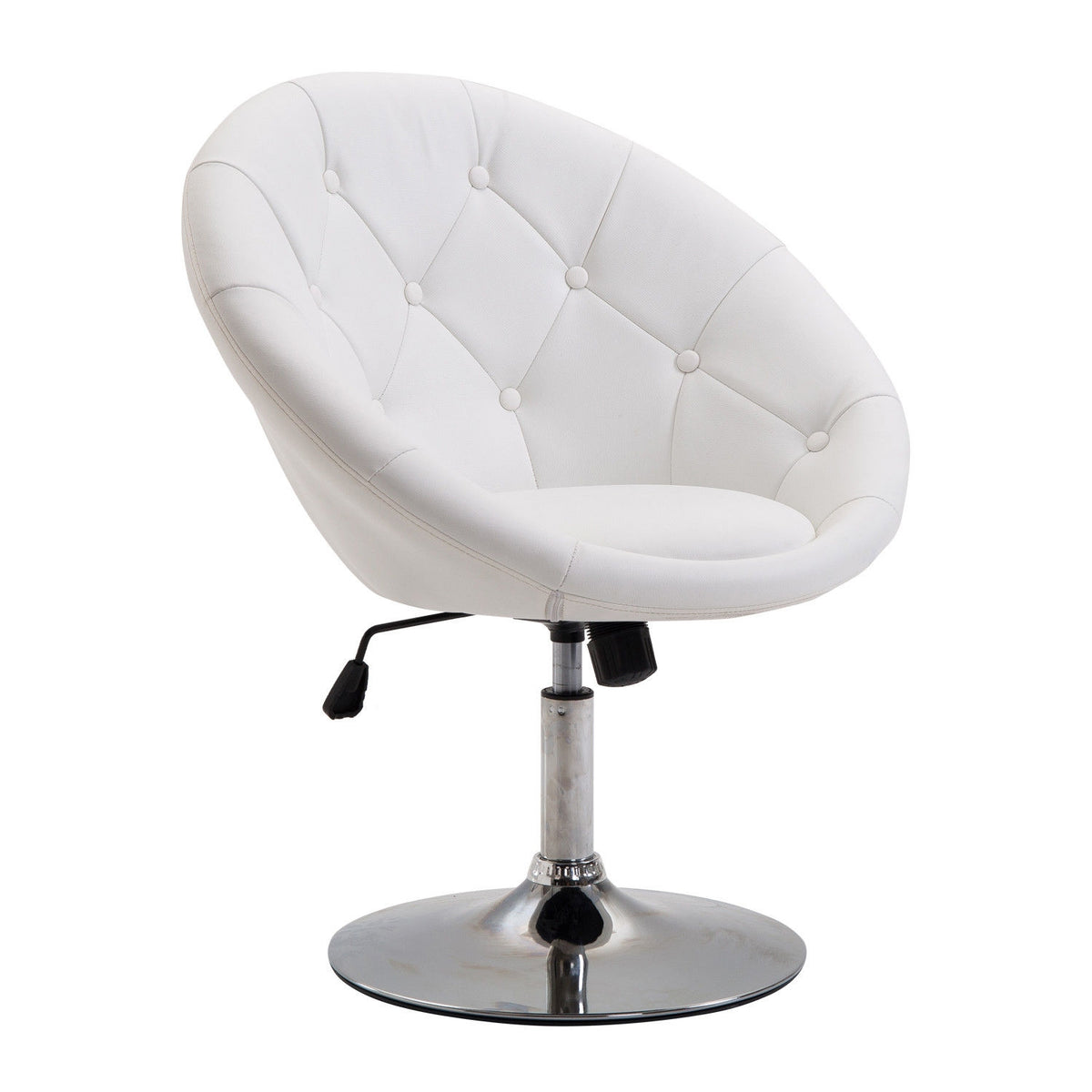 Work Stool Swivel Stool Chrome Plated Height Adjustable Pu + Steel Black/White 56X71X78-90Cm (White)