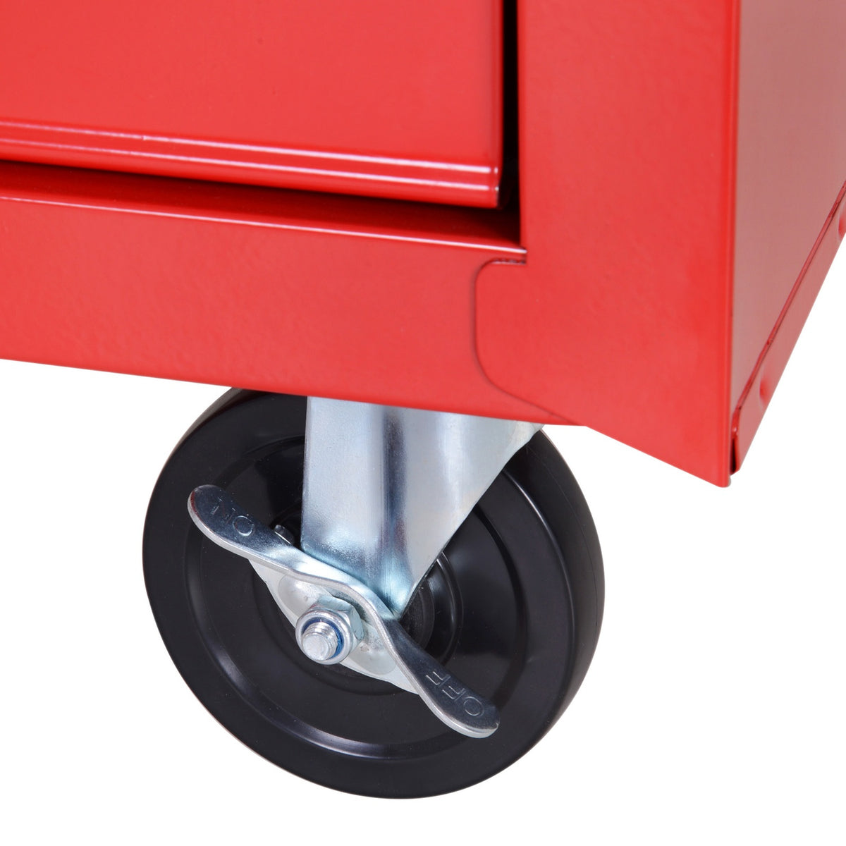 Workshop trolley with wheels, tool trolley with 5 drawers, lockable trolley with EVA mat, mobile assembly trolley, max. load 150 kg, steel, red