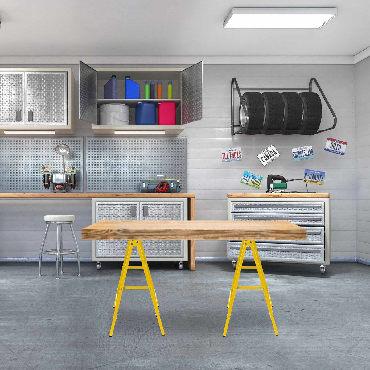 Work stands, 2 pcs, yellow