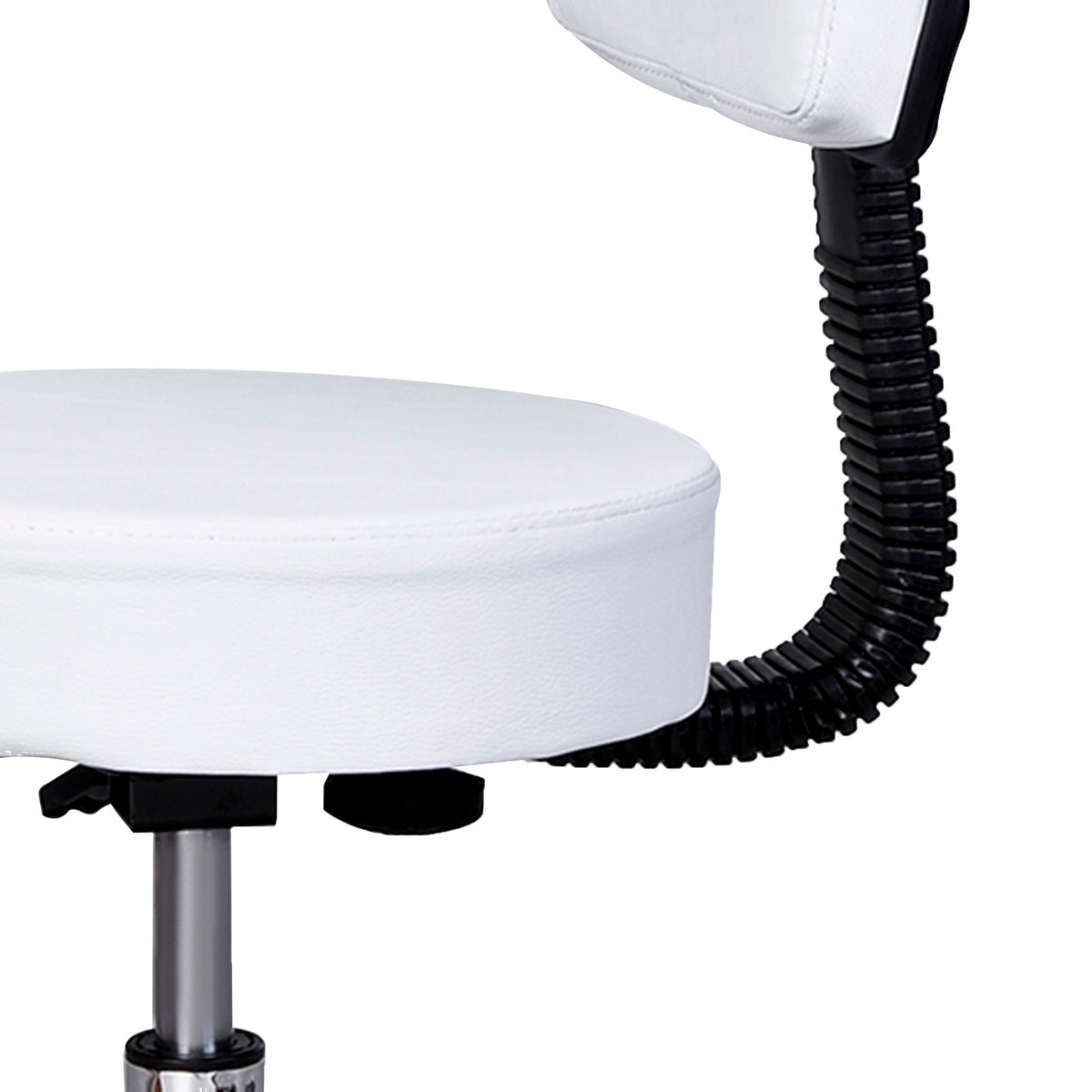 Work stool roll stool swivel stool height adjustable with backrest, office, white, Φ35 x H72-84 cm
