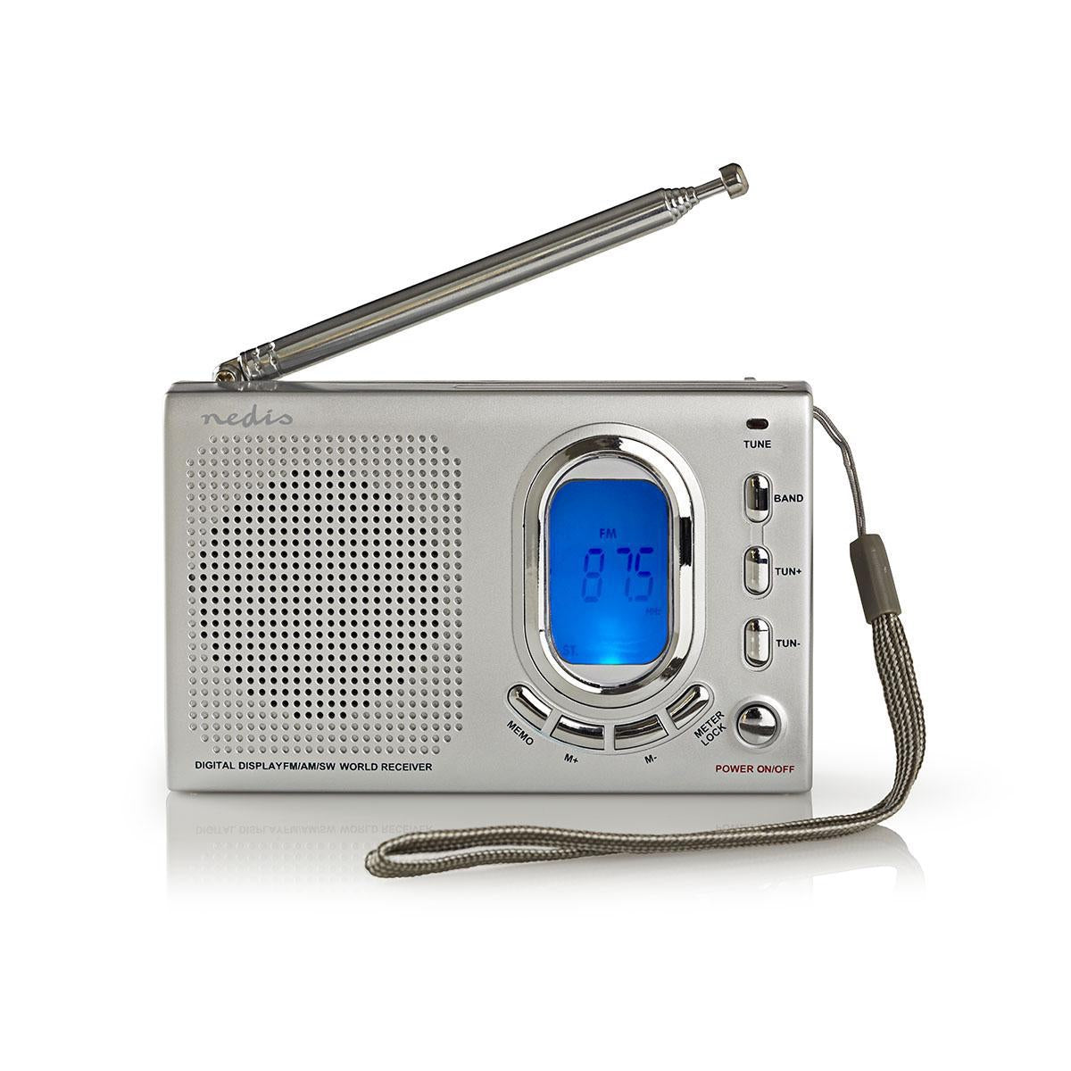 World Radio | Portable design | AM / FM / SW | Battery operated / Power adapter | Digital | 1.5 W| Headphone jack | Alarm clock | Sleep timer | Gray