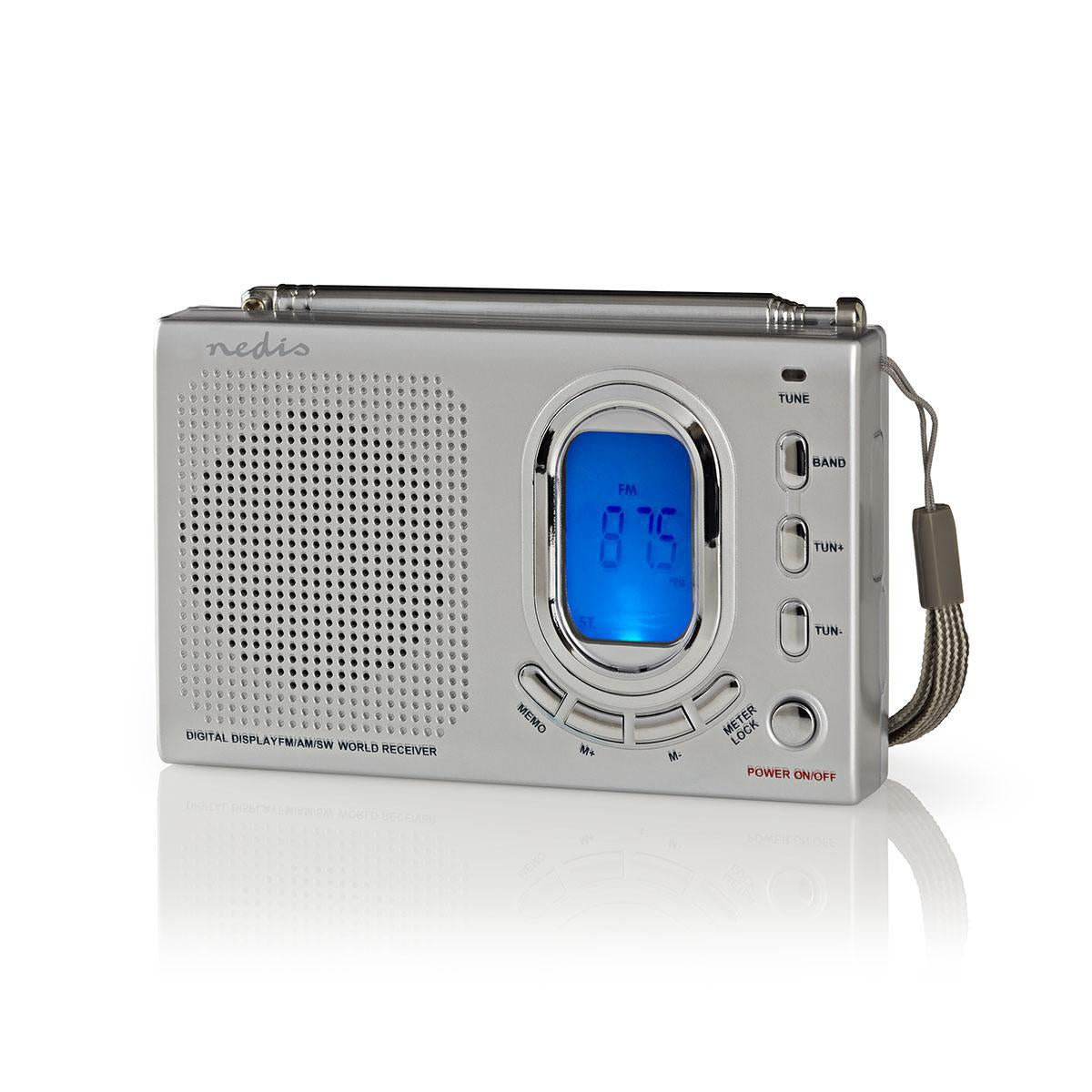 World Radio | Portable design | AM / FM / SW | Battery operated / Power adapter | Digital | 1.5 W| Headphone jack | Alarm clock | Sleep timer | Gray