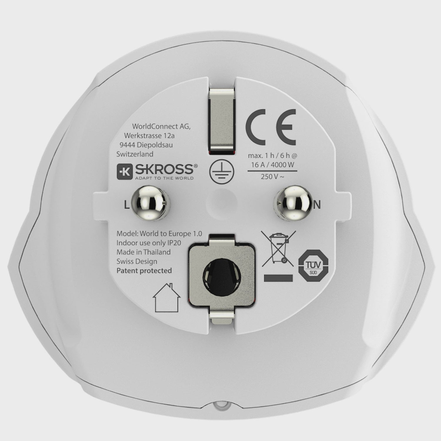World to Europe Grounded Travel Adapter, 220+ Countries